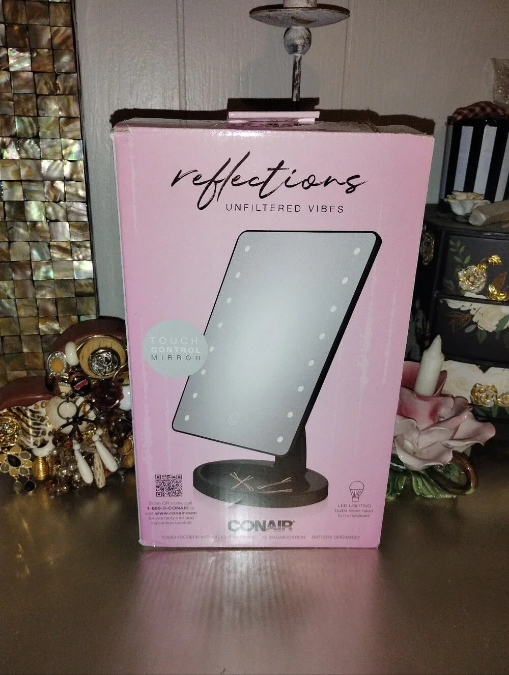 Conair Reflections Touch Control LED Vanity Mirror - Pink Box